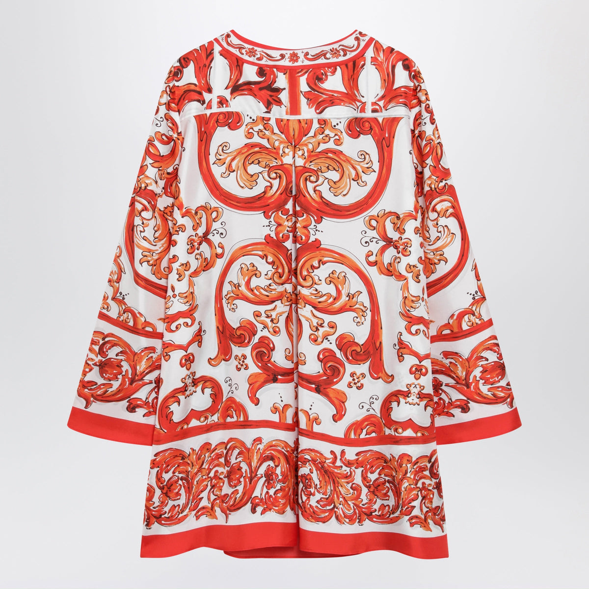Dolce&Gabbana Maiolica-Print Silk Twill Kaftan Dress, Multicolour Women DOLCE & GABBANA