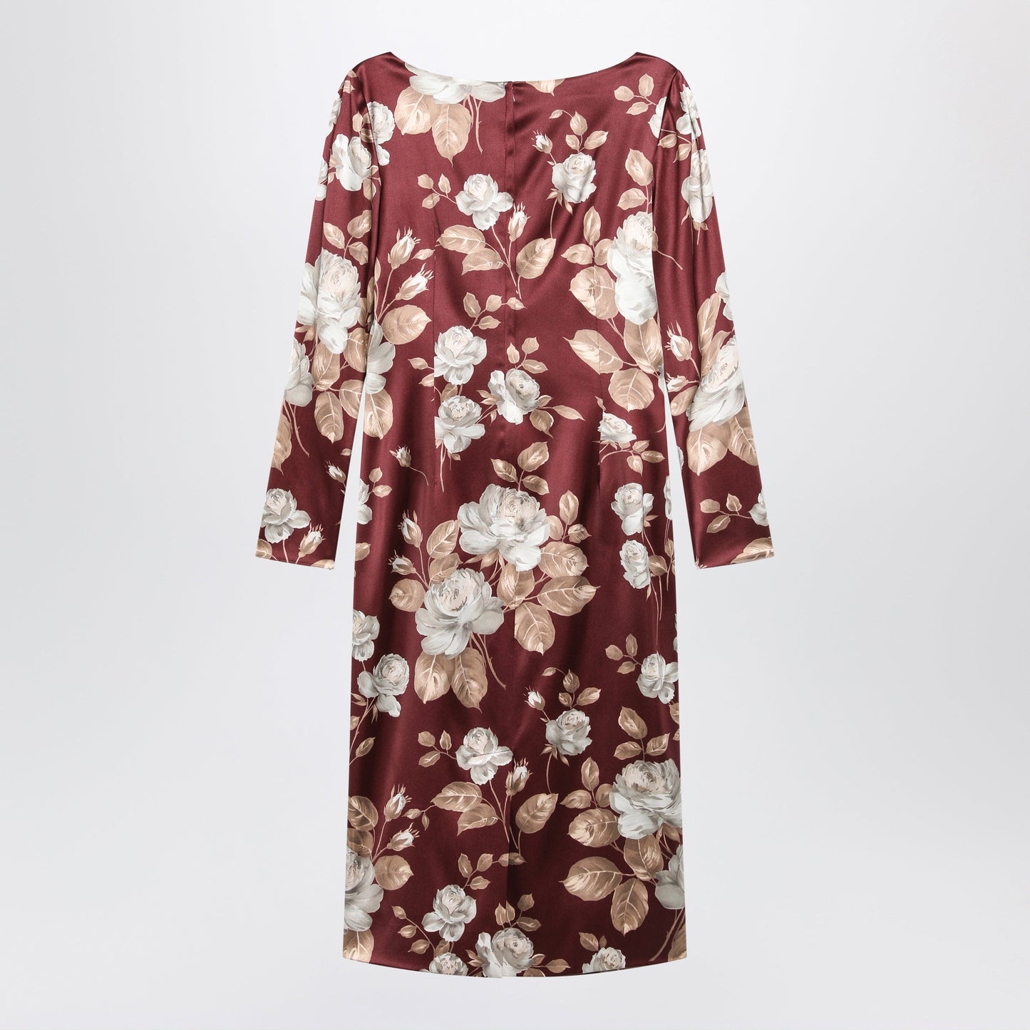 Dolce&Gabbana Burgundy Satin Dress With Floral Print Women DOLCE & GABBANA