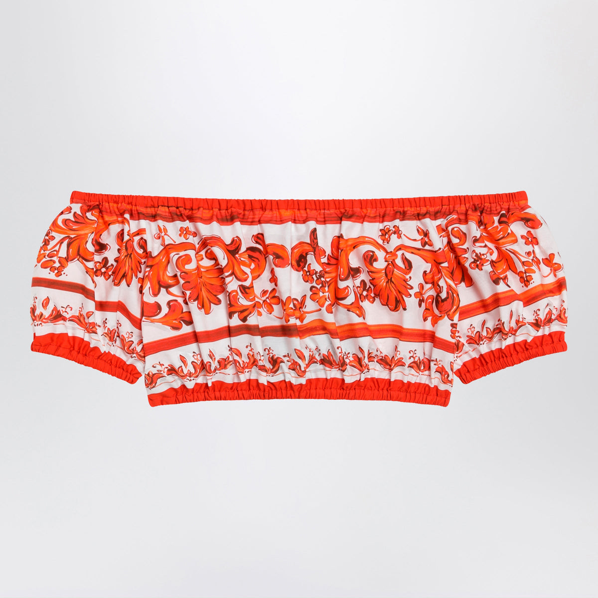 Dolce&Gabbana Maiolica-Print Cotton Poplin Top In Orange Women DOLCE & GABBANA
