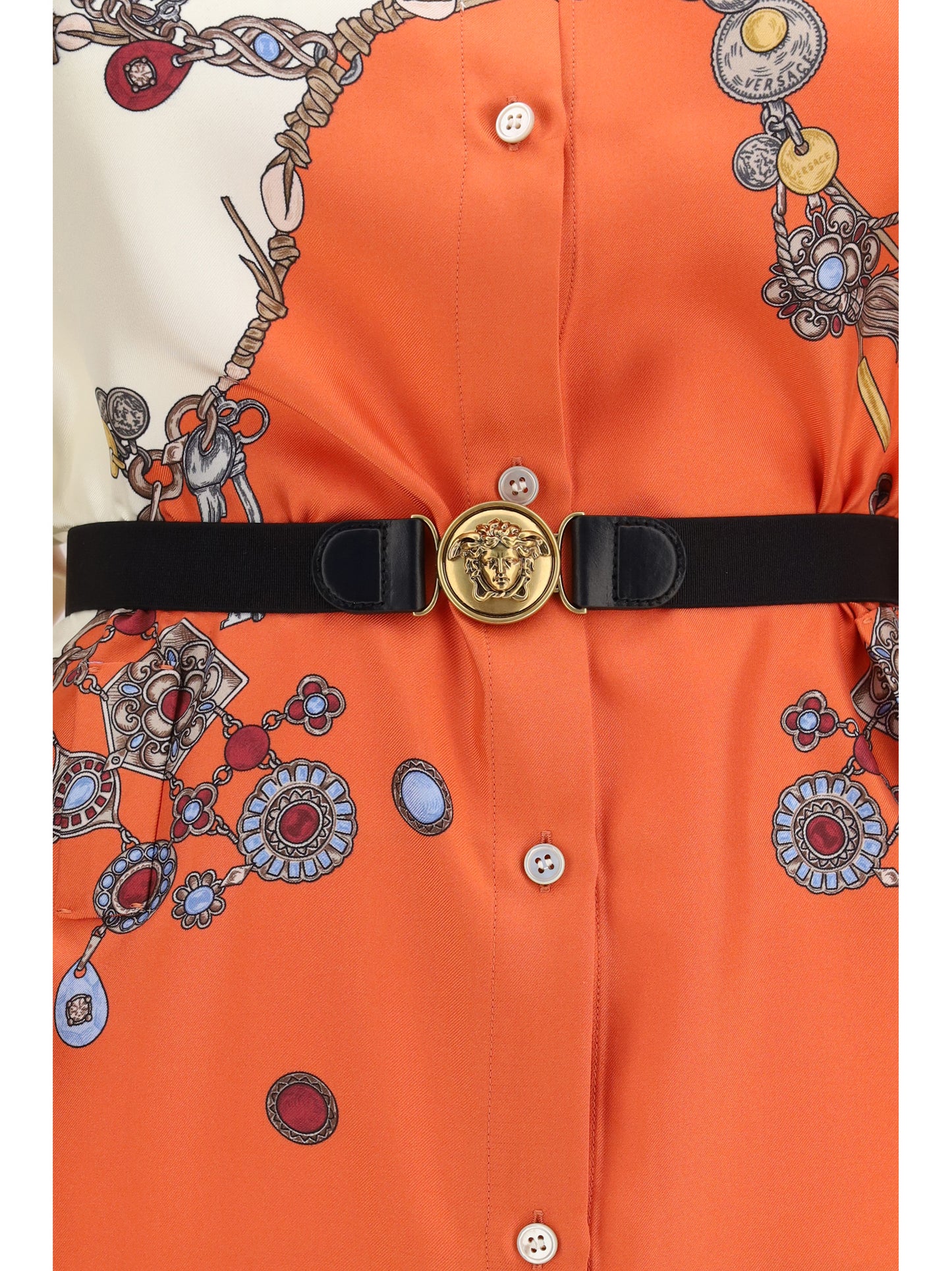 Versace Women Printed Silk Shirt Mini Dress VERSACE