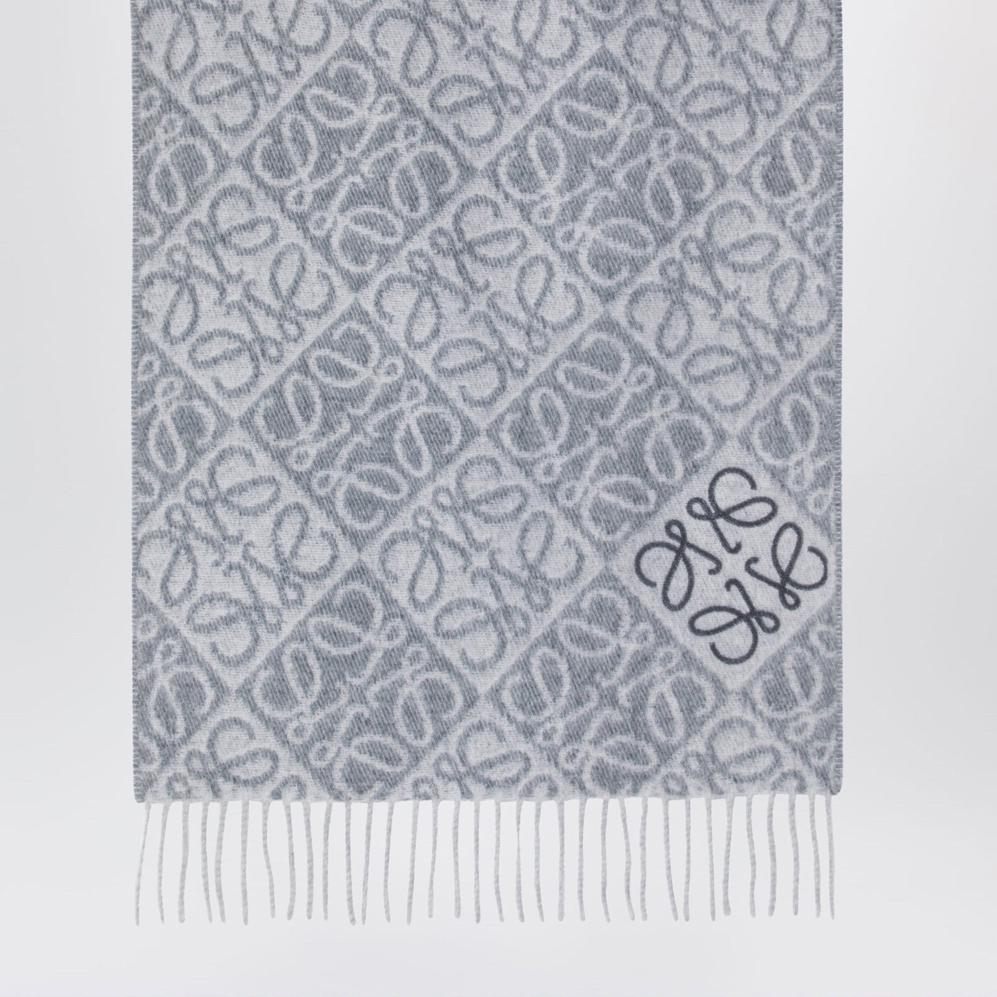 Loewe Grey Anagram Wool And Cashmere Scarf Women LOEWE