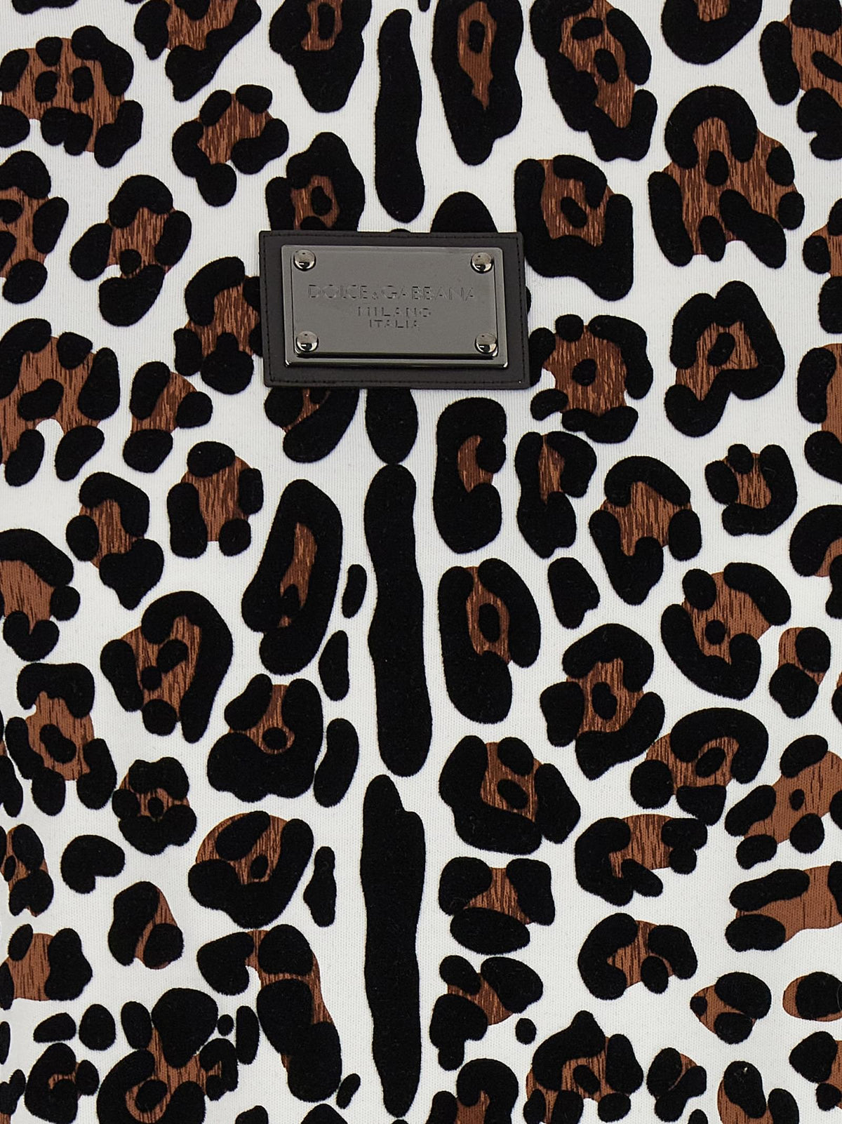 Dolce & Gabbana Women Animal Print Logo Plaque T-Shirt DOLCE & GABBANA