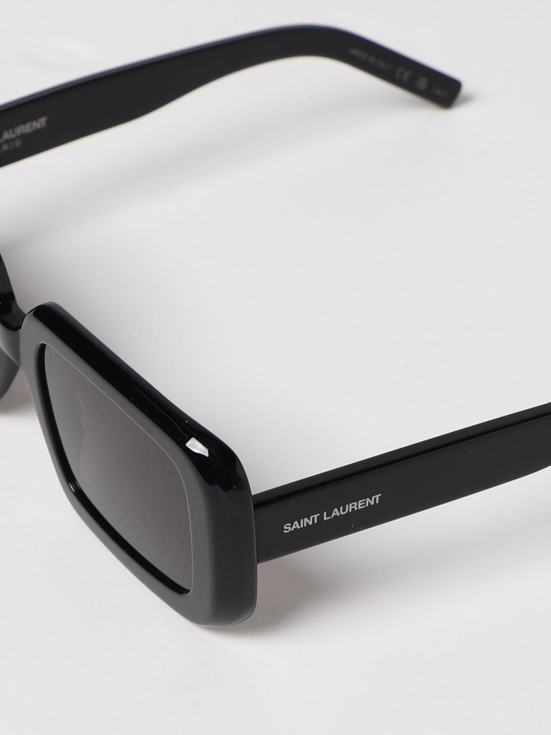Saint Laurent Women Saint Laurent Rectangular Black Acetate Sunglasses With Printed Logo On The Temples SAINT LAURENT