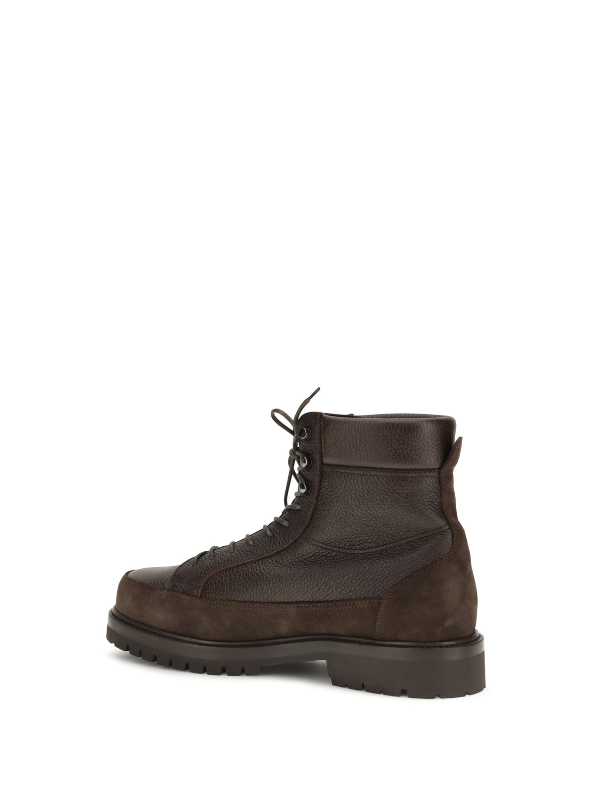 Brunello Cucinelli Men Explorer Délavé Deer Leather And Suede Booties BRUNELLO CUCINELLI