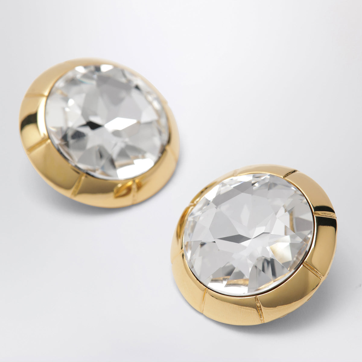 Alessandra Rich Round Gold-Tone Clip-On Earrings With Crystal Women ALESSANDRA RICH