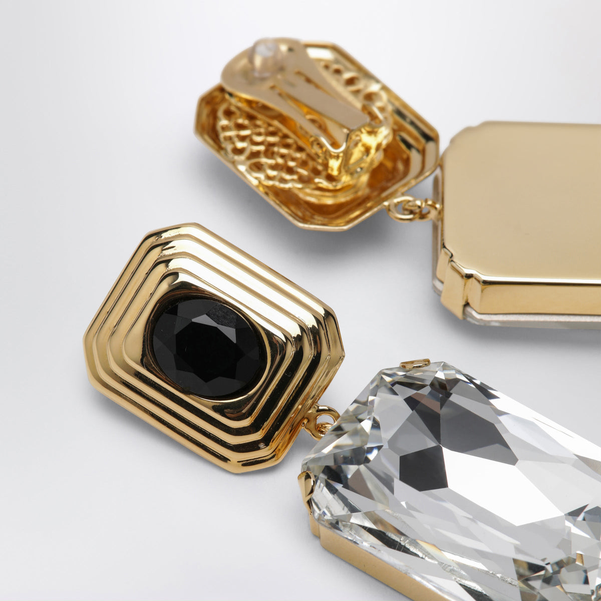 Alessandra Rich Gold-Tone Clip-On Earrings With Crystal Drop Women ALESSANDRA RICH