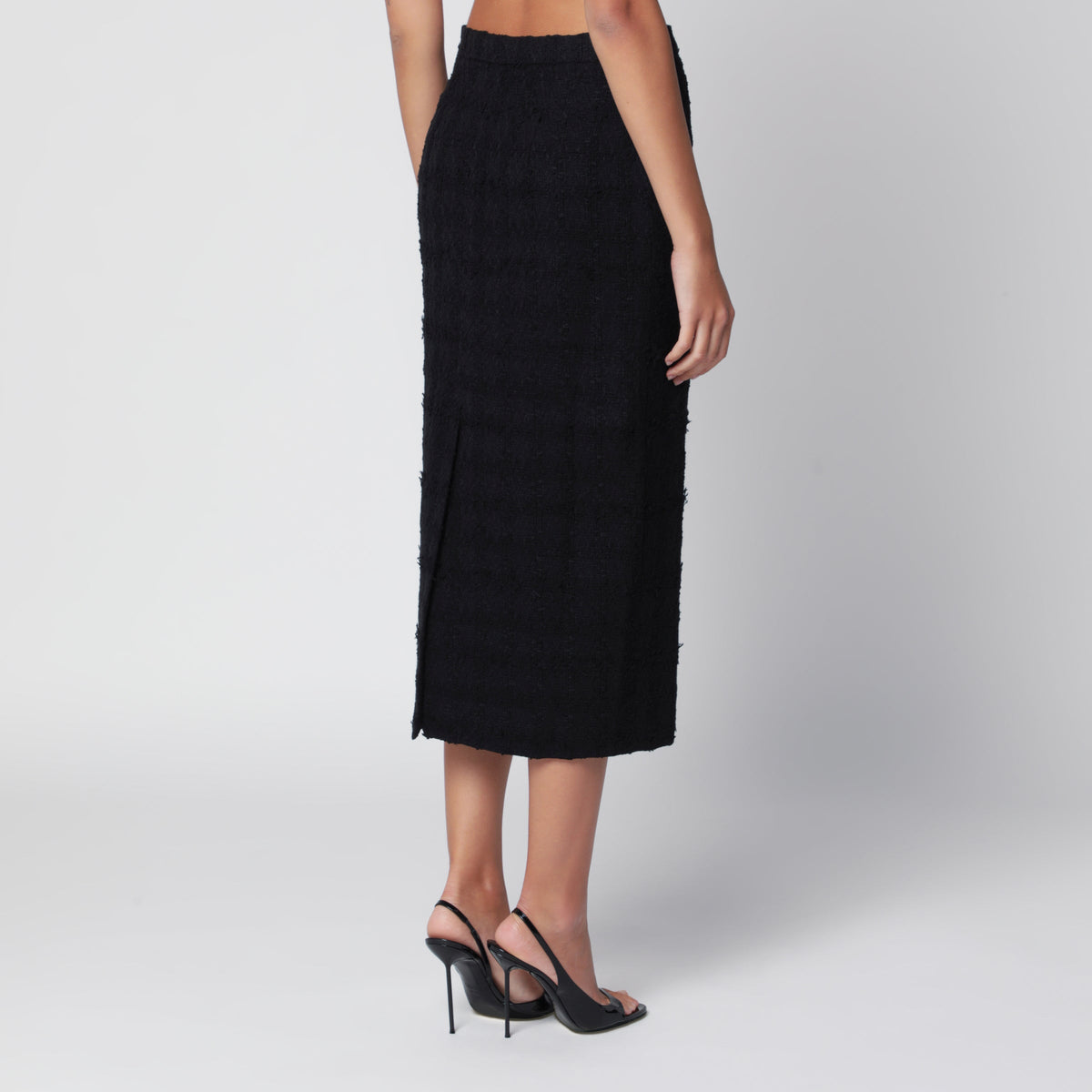 Alessandra Rich Black Boucle Tweed Midi Skirt Women ALESSANDRA RICH