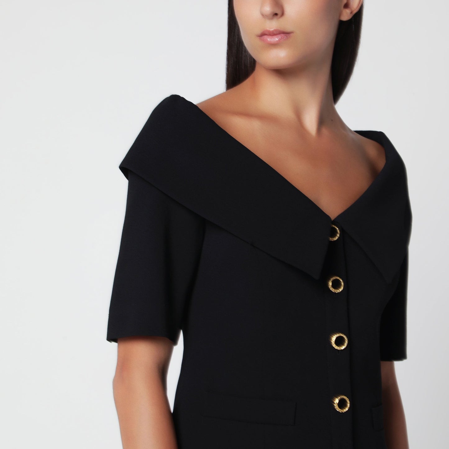 Alessandra Rich Off-Shoulder Black Wool Crãªpe Jacket Women ALESSANDRA RICH