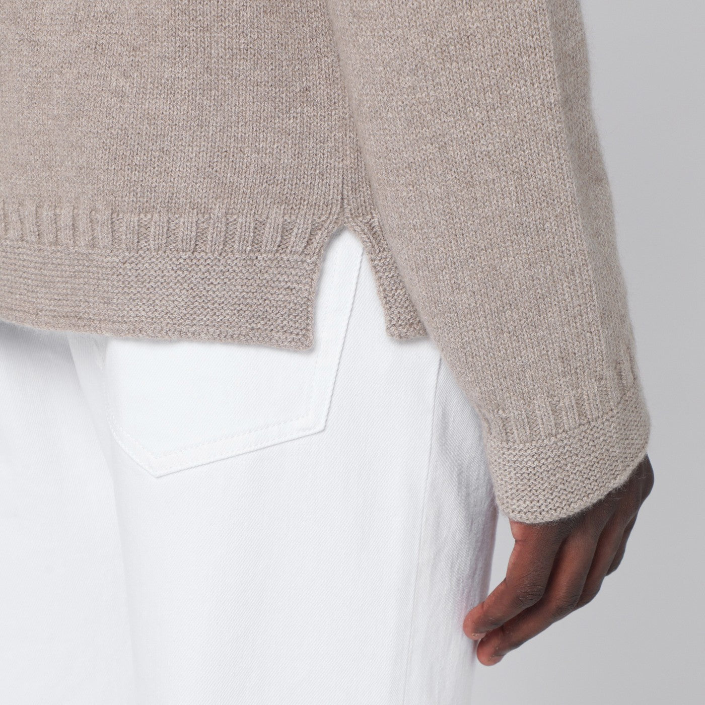 Loro Piana Greige Cashmere Turtleneck Sweater Men LORO PIANA