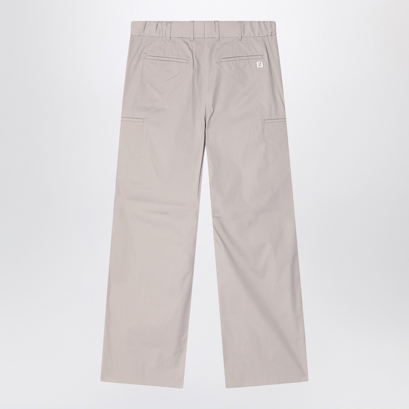 Fendi Stone Grey Cotton Blend Trousers Men FENDI