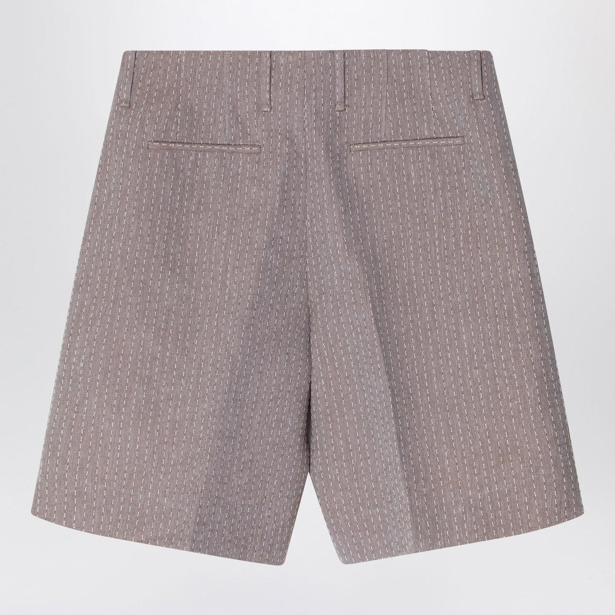 Fendi Beige Jacquard Bermuda Shorts With Topstitching Men FENDI