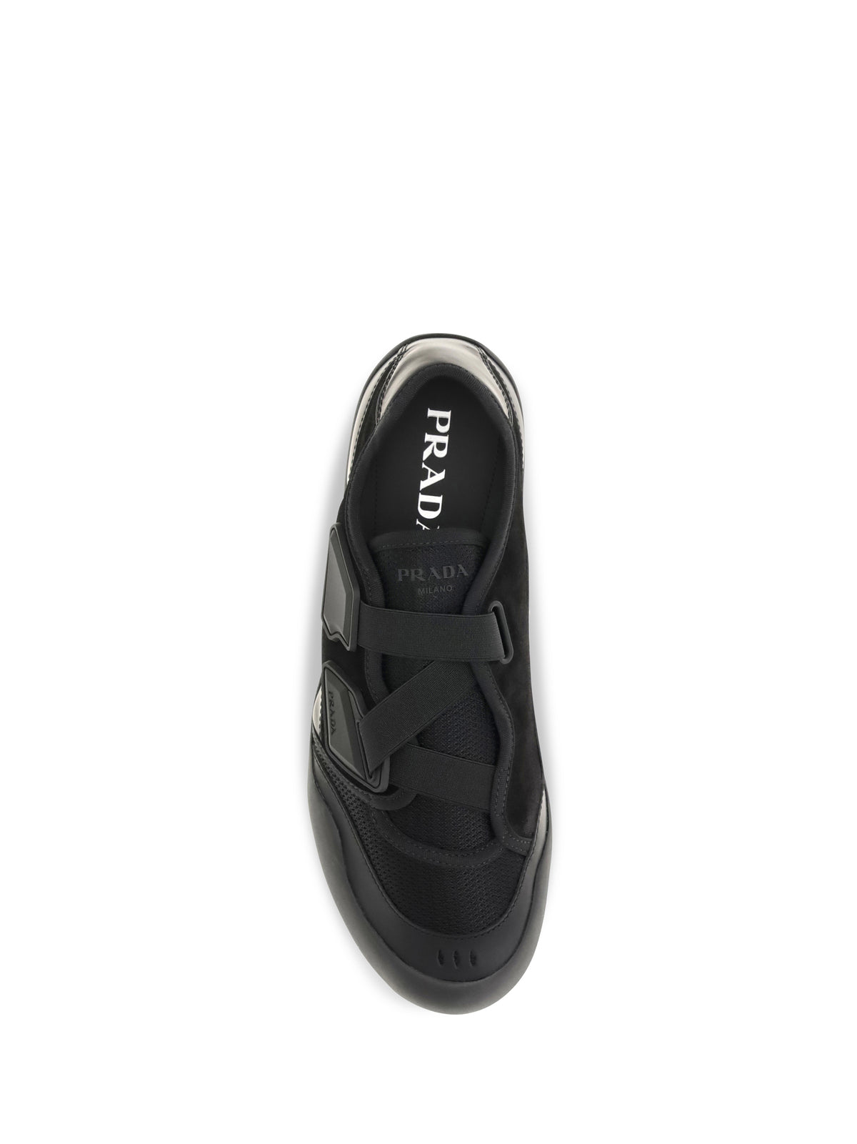 Prada Men Speedrock Leather And Mesh Sneakers PRADA