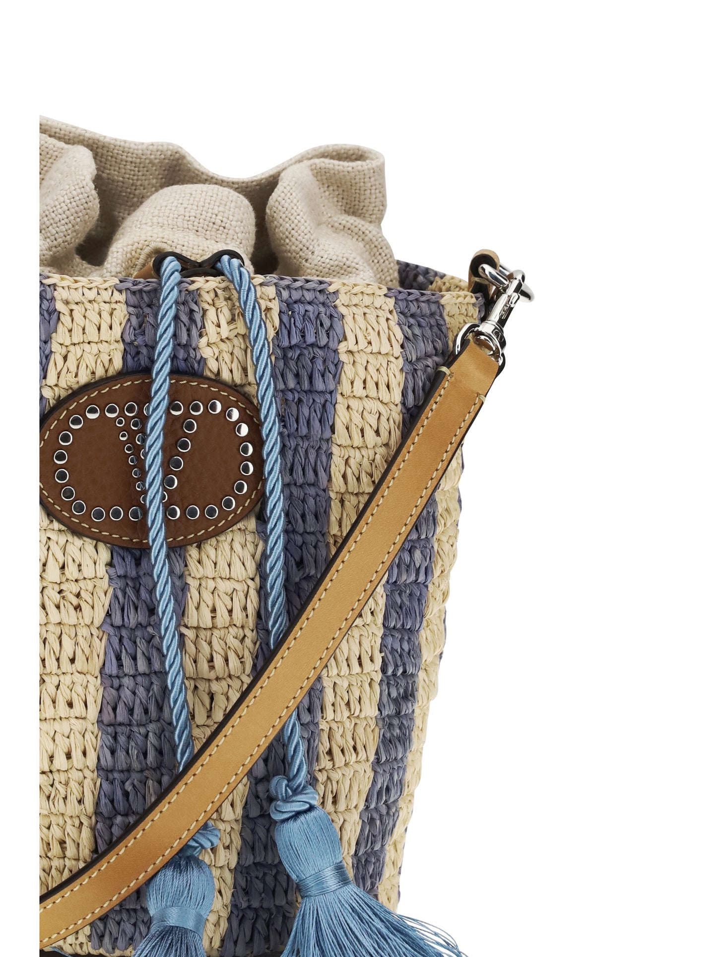 Valentino Garavani Women Striped Raffia Bucket Bag VALENTINO GARAVANI
