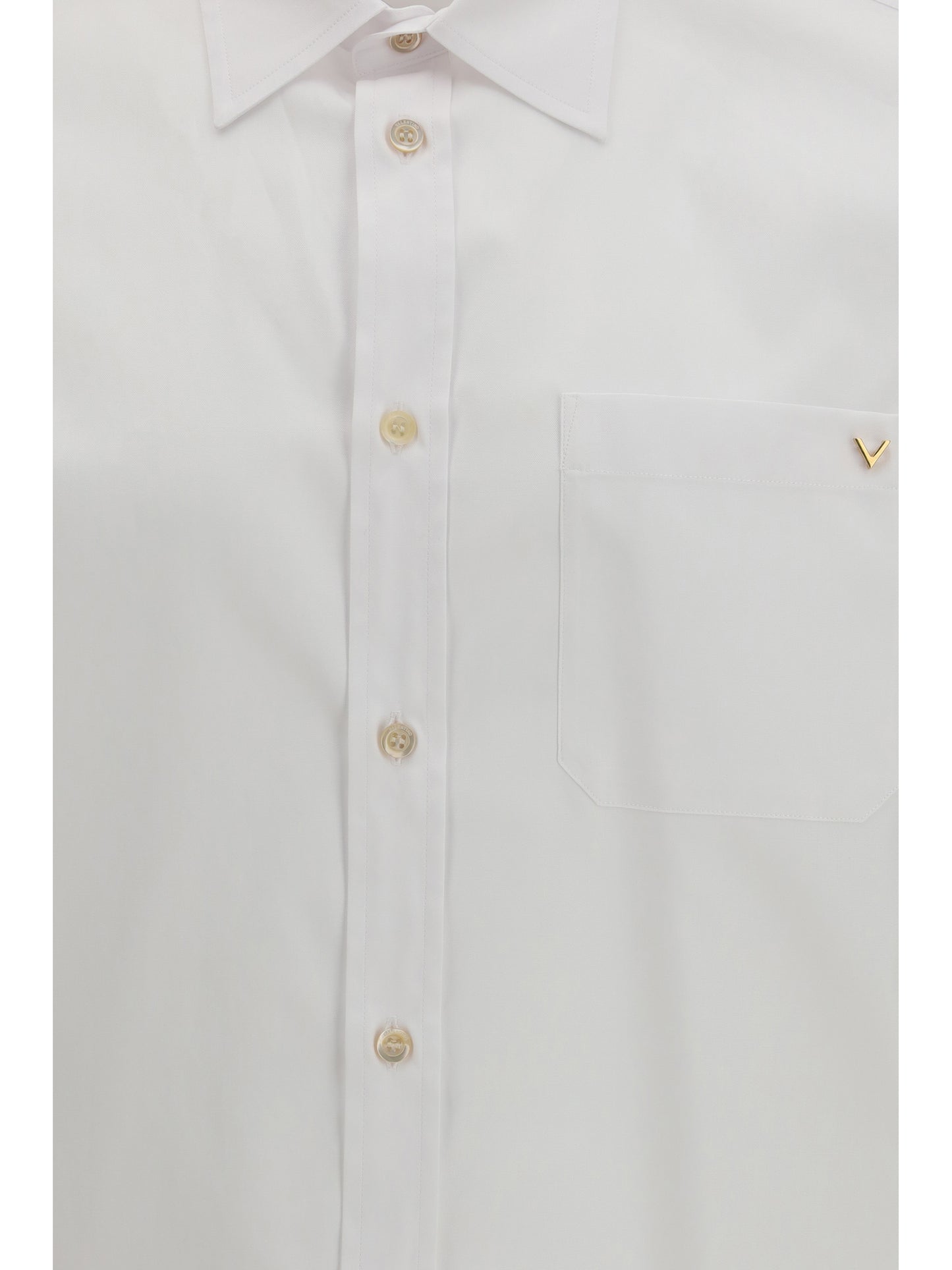 Valentino Men Light Cotton Oxford Shirt With Vgold VALENTINO