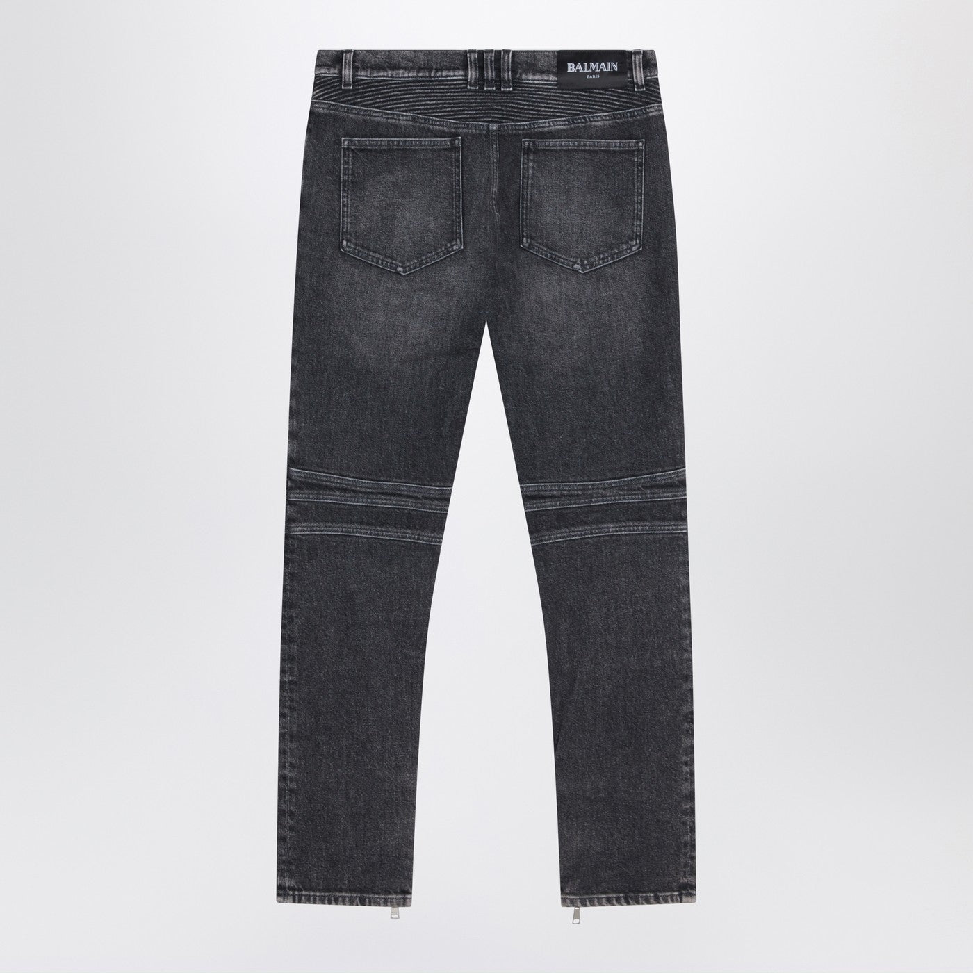 Balmain Grey Washed Slim Biker Jeans Men BALMAIN