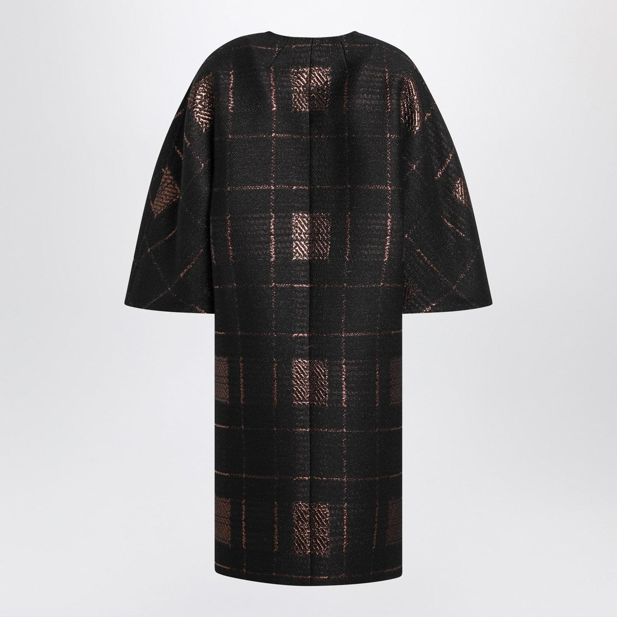 Max Mara Atelier Black Cocoon Coat In Jacquard Lame Women Max Mara Atelier