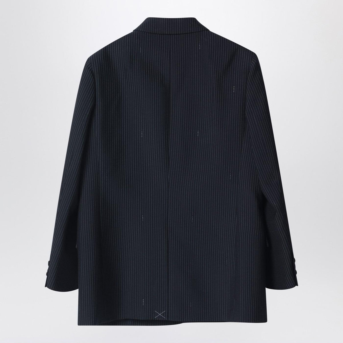 Fendi Navy Blue Pinstriped Wool Blazer Women FENDI