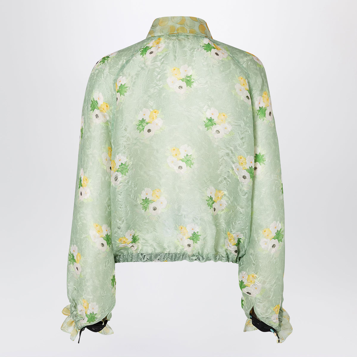 Fendi Light Green Organza Lace Bomber Jacket Women FENDI