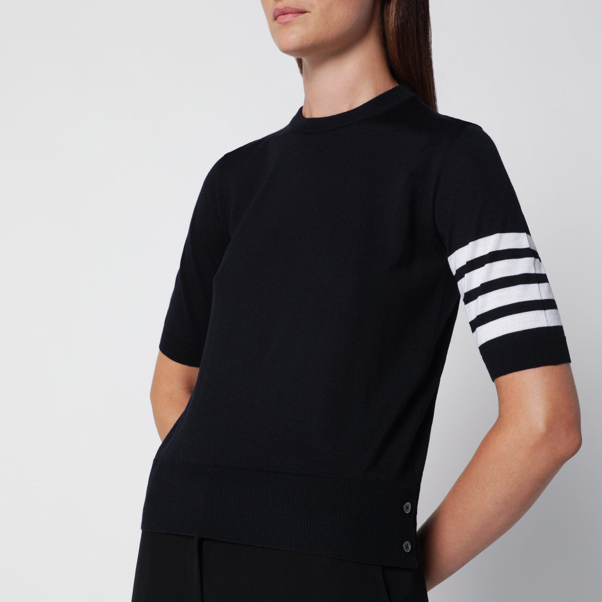Thom Browne Navy Virgin Wool Sweater Women THOM BROWNE