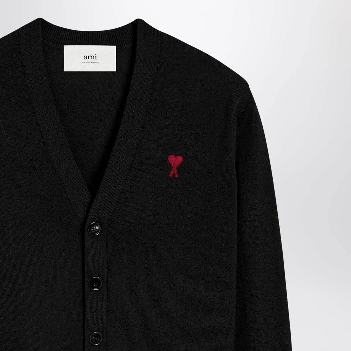 Ami Paris Black Ami De Coeur Cardigan In Wool Women AMI PARIS