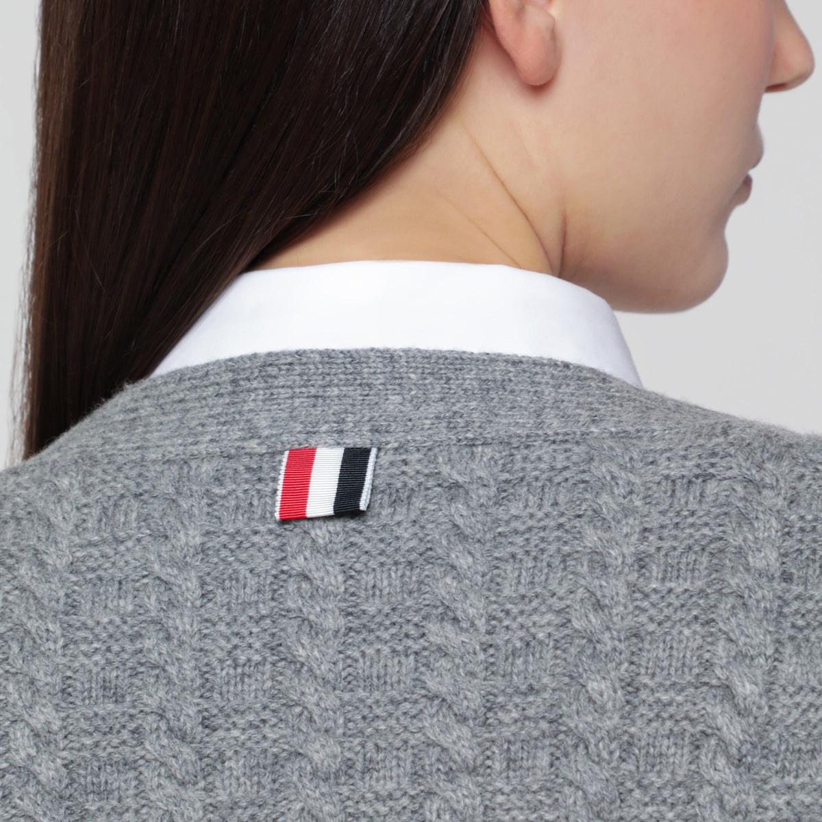 Thom Browne Light Grey Anchor 4-Bar Cardigan In Wool Women THOM BROWNE