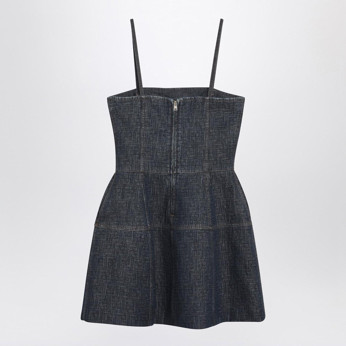 Fendi Dark Blue Ff Denim Bustier Dress Women FENDI