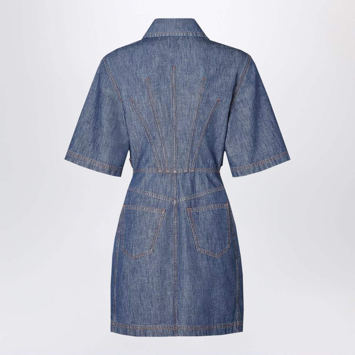 Fendi Navy Blue Chambray Dress Women FENDI