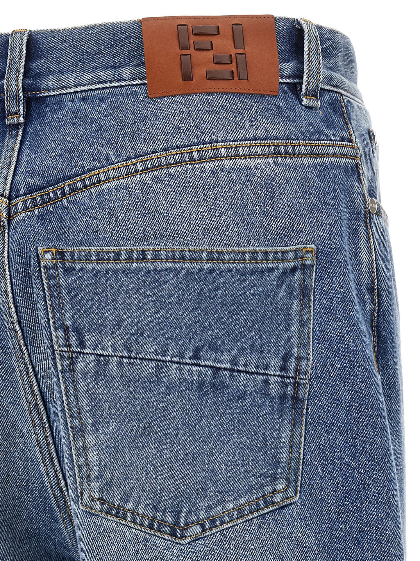 Fendi Men 'Ff' Patch Jeans Saddlery FENDI