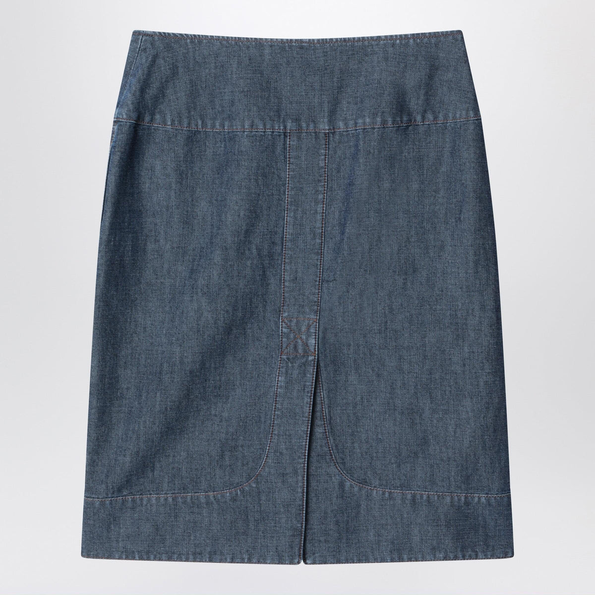 Fendi Blue Chambray Denim Skirt Women FENDI