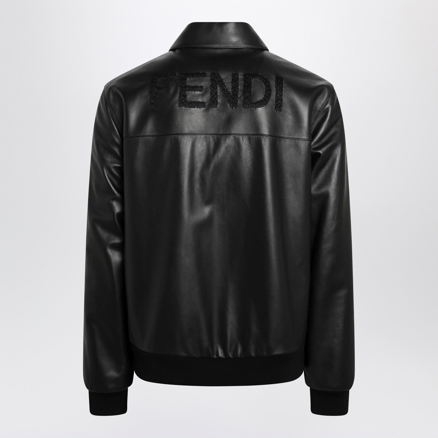 Fendi Black Leather Blouson Men FENDI