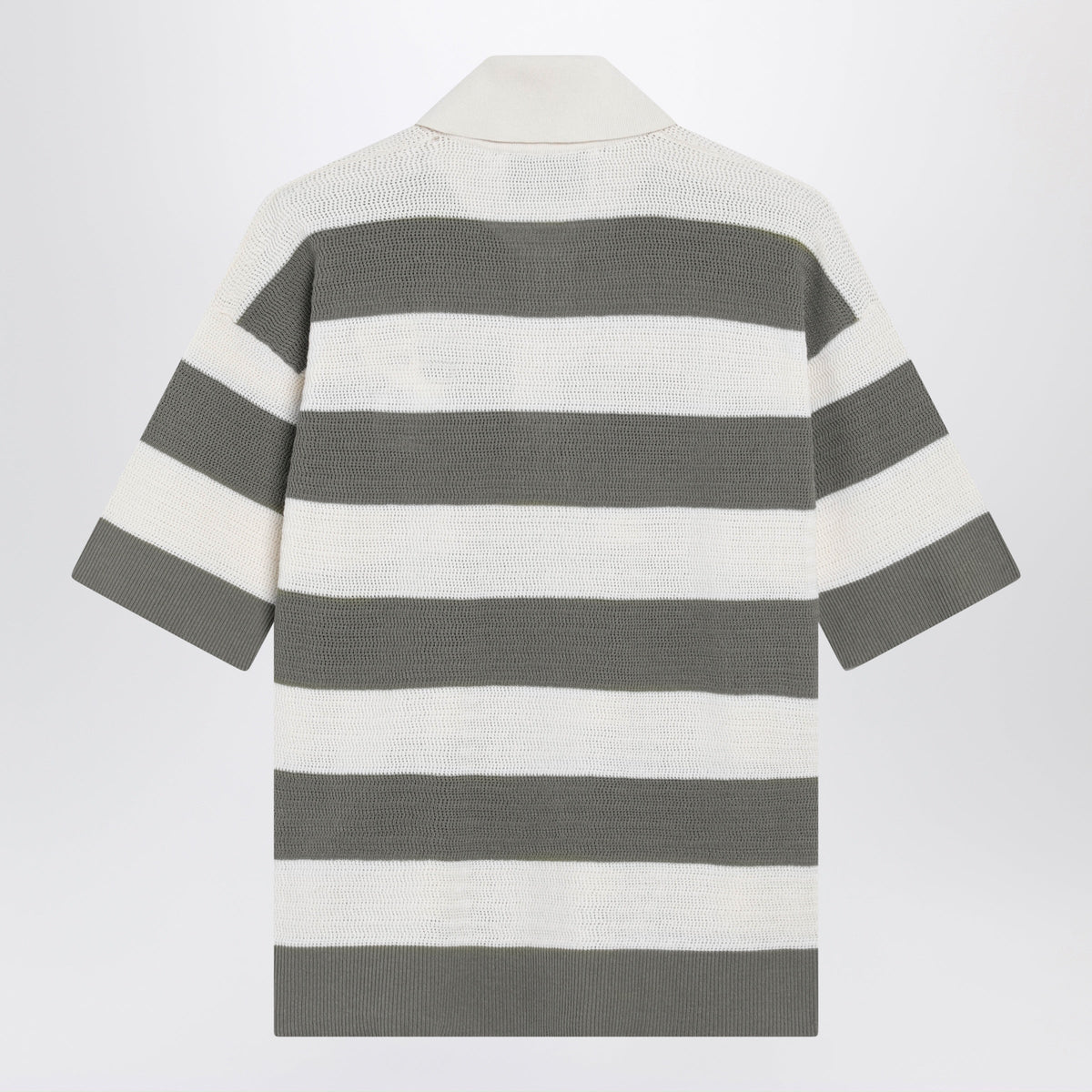 Ami Paris Ami De Coeur Striped Cotton Knit Polo Shirt Women AMI PARIS
