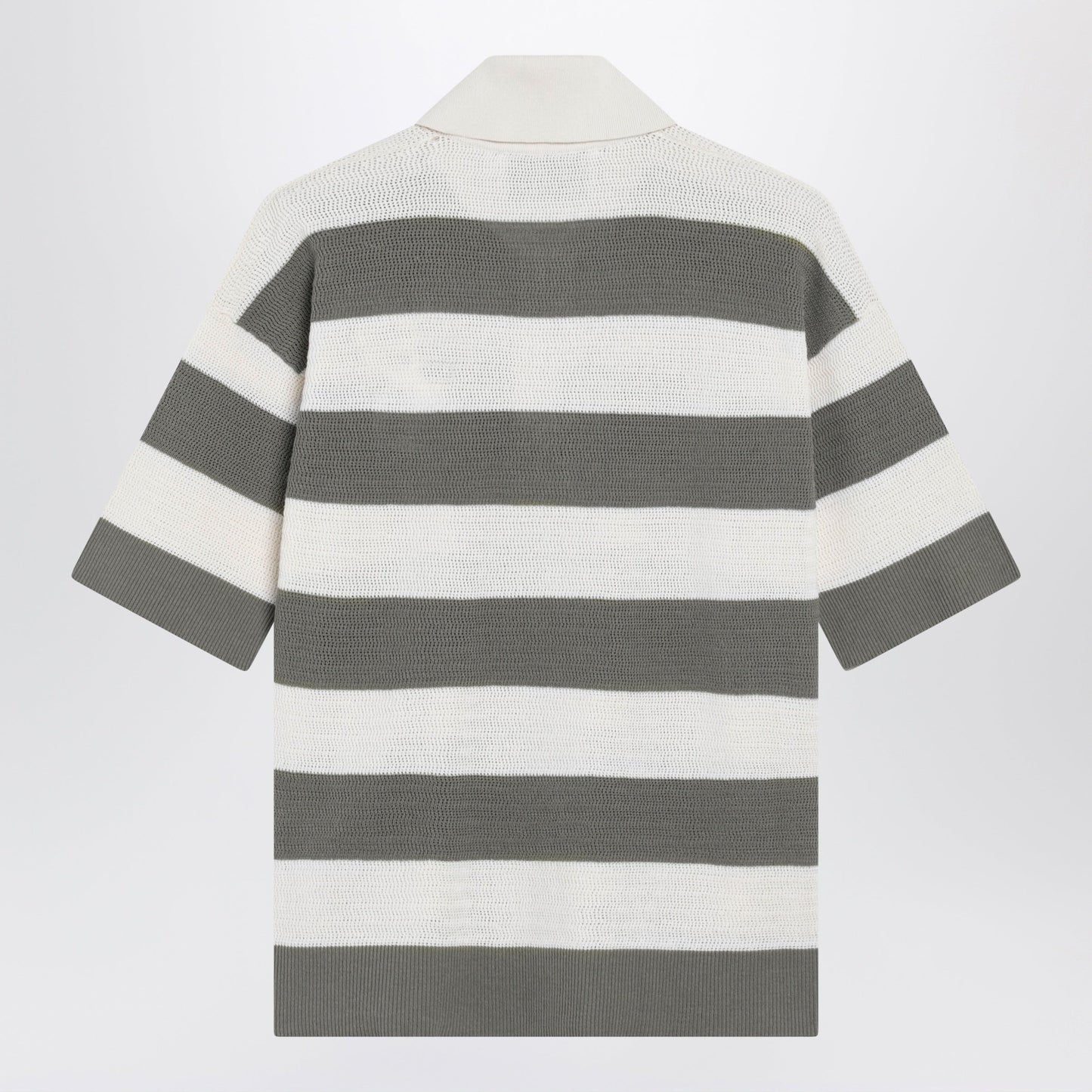 Ami Paris Ami De Coeur Striped Cotton Knit Polo Shirt Women AMI PARIS