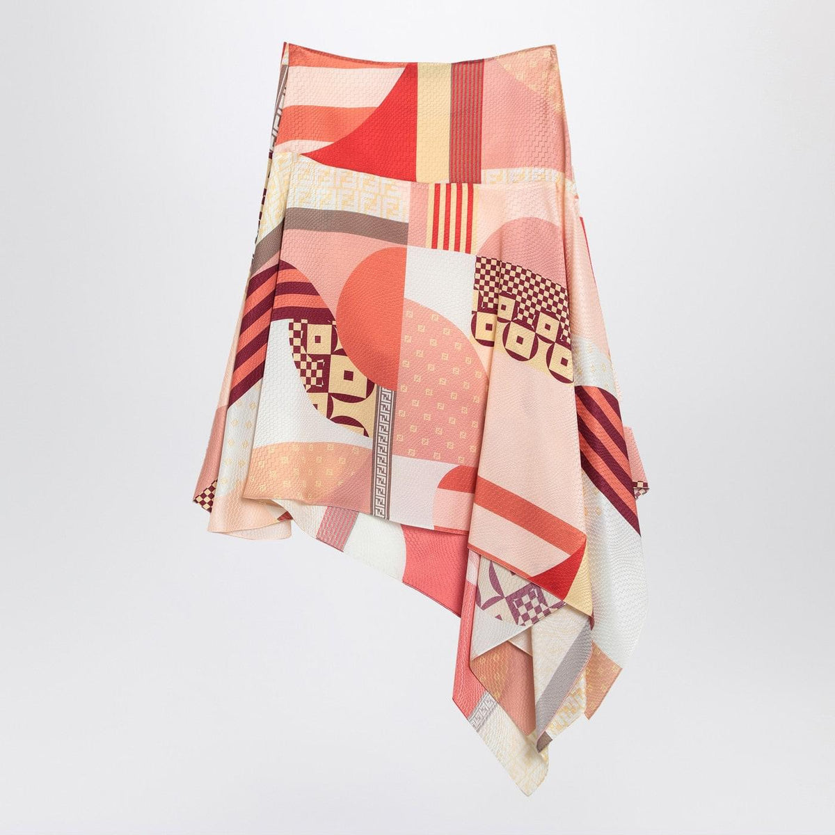 Fendi Pink Silk Skirt With Patchwork Print Women FENDI
