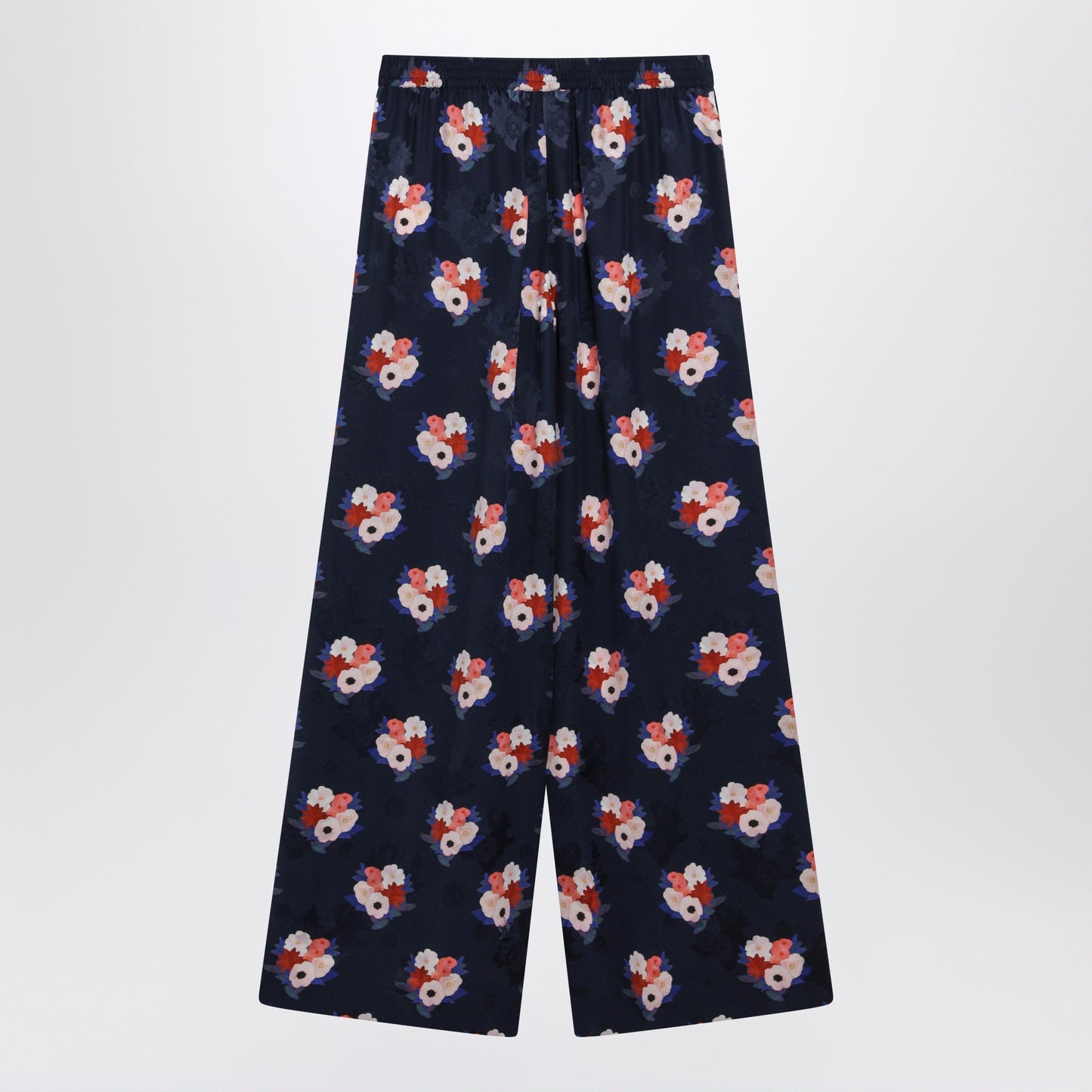 Fendi Dark Blue Silk Pyjama Trousers Women FENDI