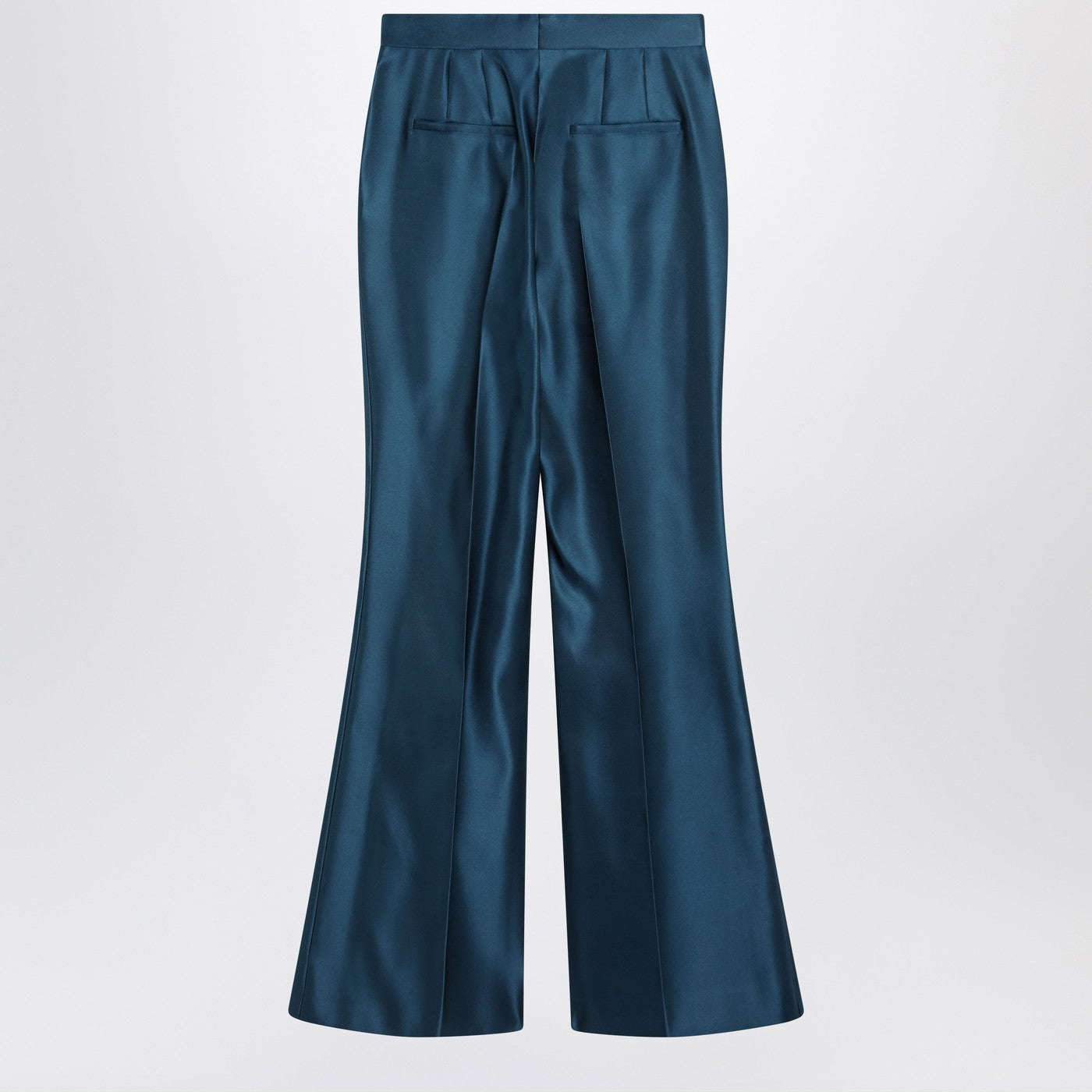 Fendi Teal Blue Duchess Satin Trousers Women FENDI