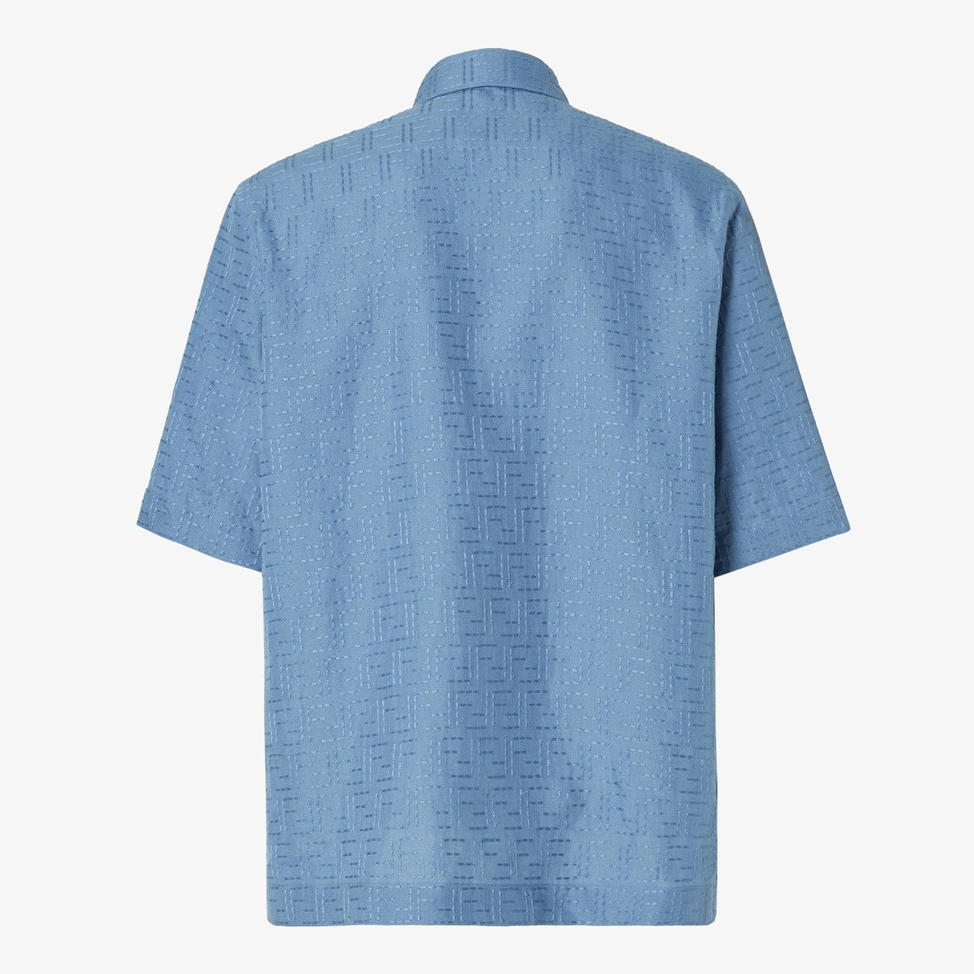 Fendi Light Blue Ff Jacquard Linen Shirt Men FENDI