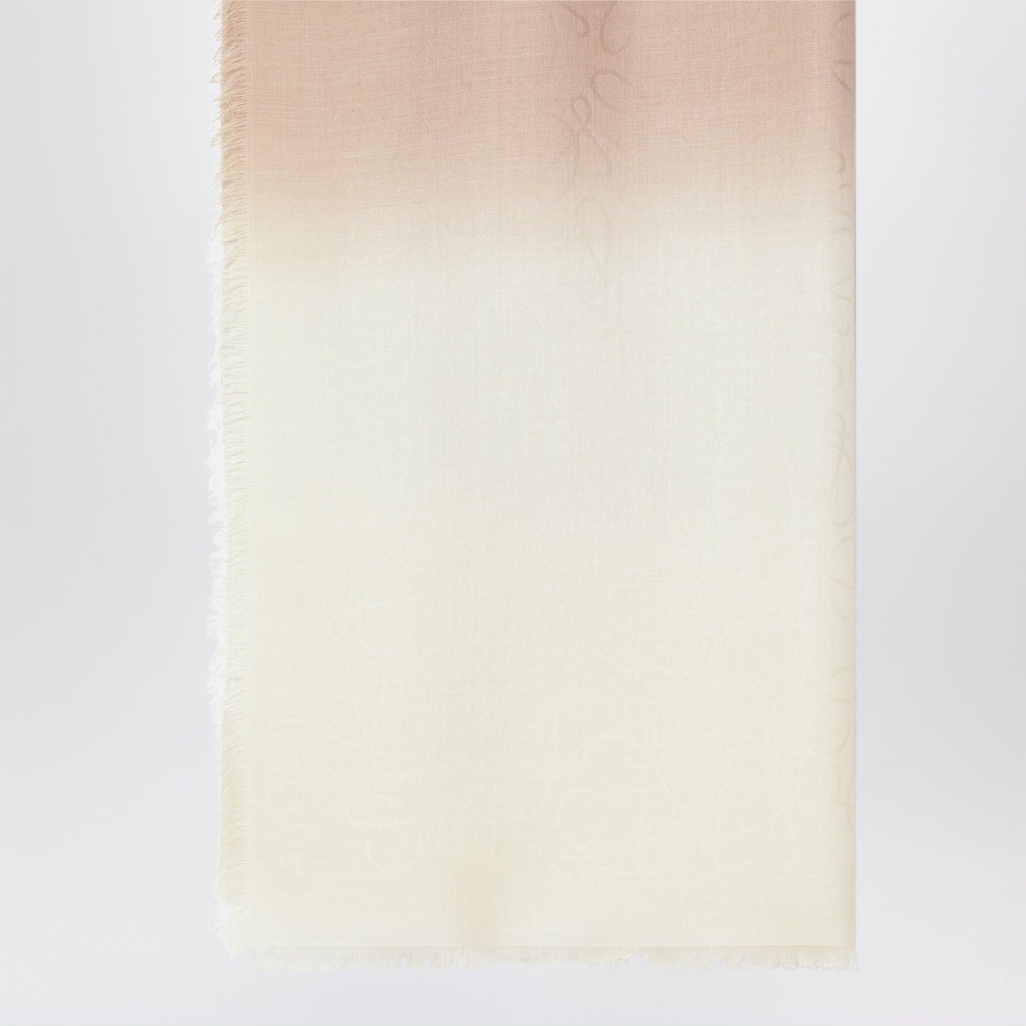 Loewe Beige Wool And Silk Jacquard Scarf With Fringe Women LOEWE
