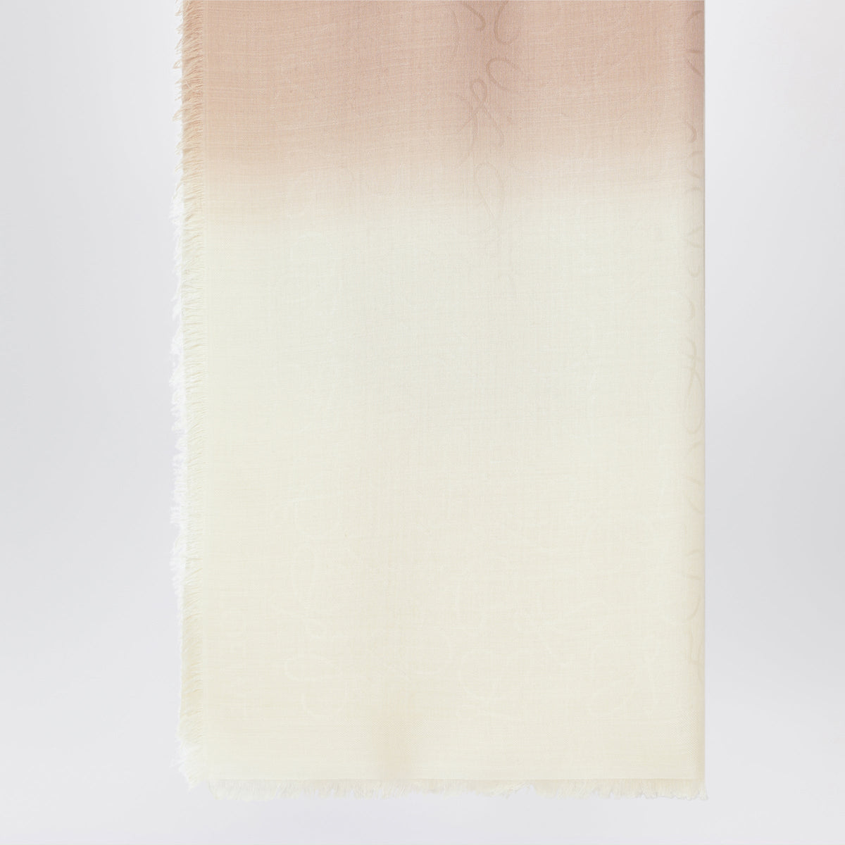 Loewe Beige Wool And Silk Jacquard Scarf With Fringe Women LOEWE