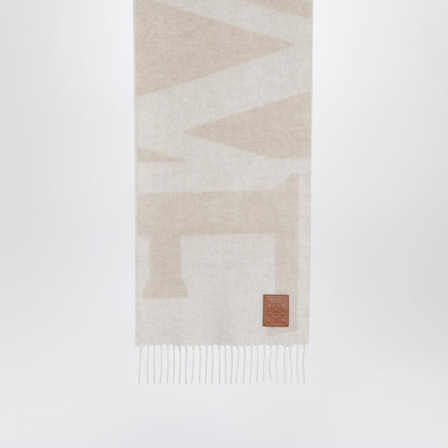 Loewe Two-Tone Beige Jacquard Cashmere Scarf Women LOEWE