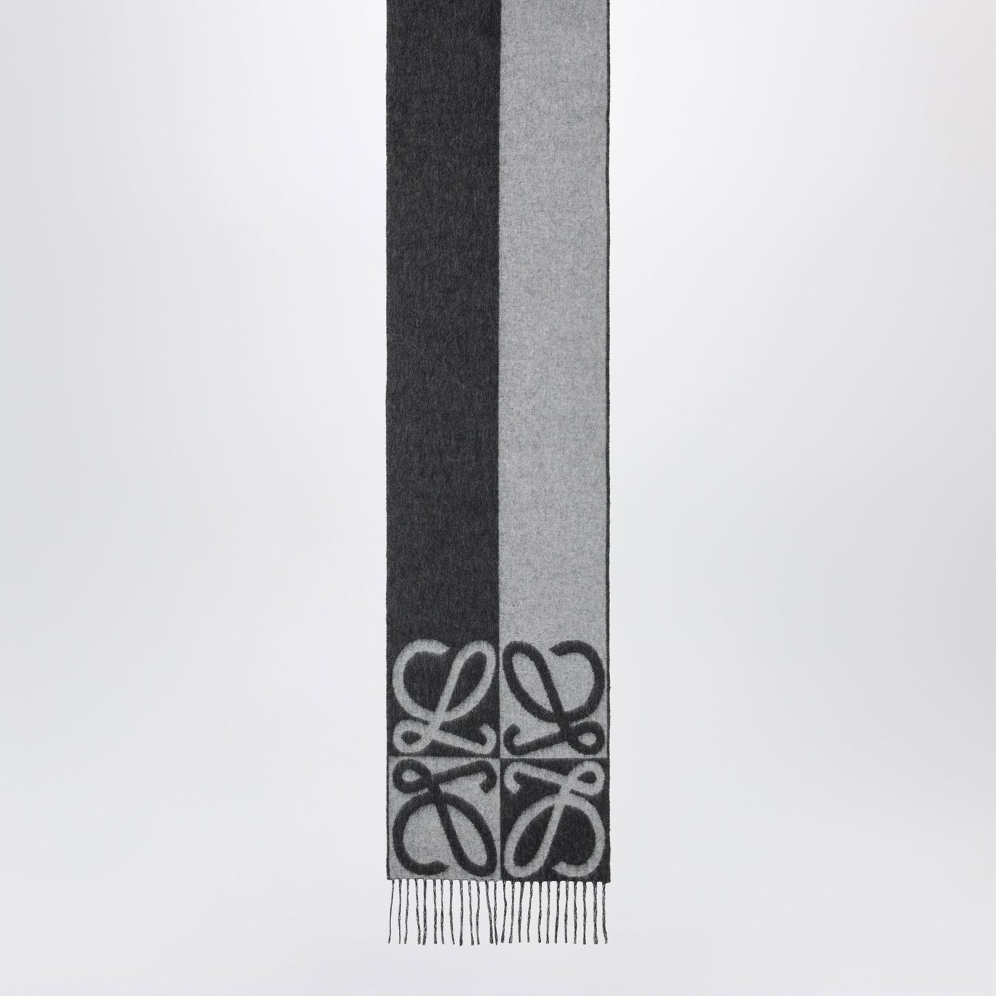 Loewe Bicolour Anagram Jacquard Wool-Cashmere Scarf In Grey Women LOEWE