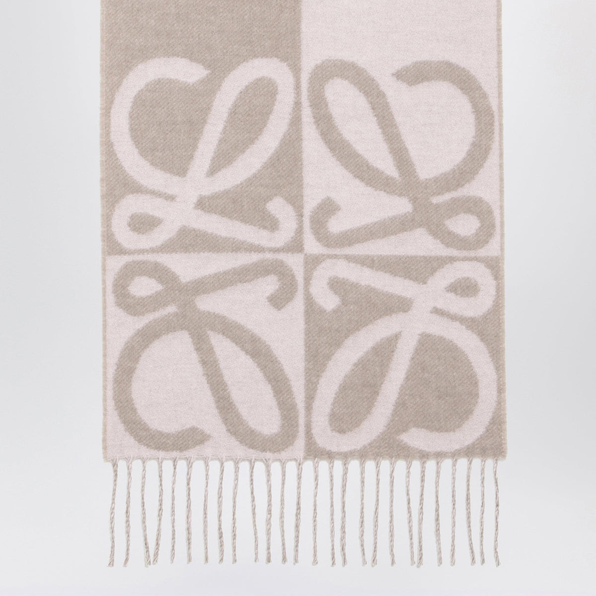 Loewe Anagram Jacquard Scarf In Pink / Beige Wool And Cashmere Women LOEWE