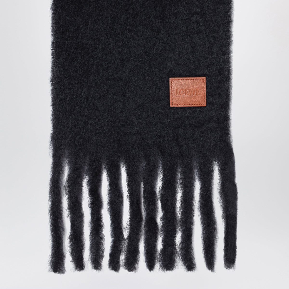 Loewe Black Scarf In Mohair And Wool Blend Men LOEWE