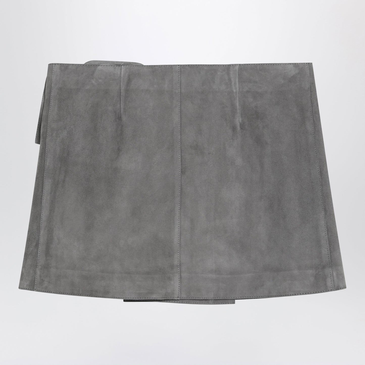 Ami Paris Grey Suede Mini Skirt With Large Buckle Belt Women AMI PARIS