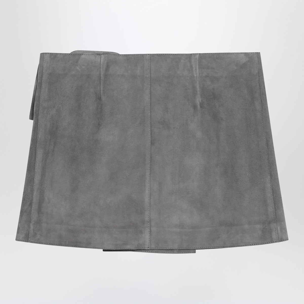 Ami Paris Grey Suede Mini Skirt With Large Buckle Belt Women AMI PARIS