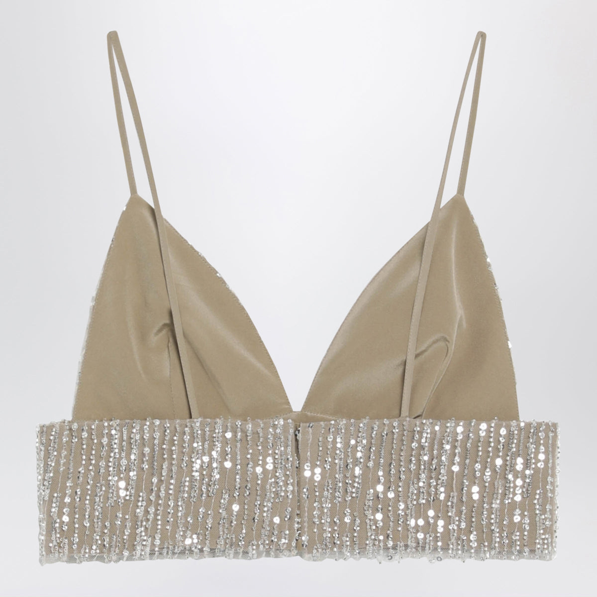 Ami Paris Beige Cropped Top With Sequins Women AMI PARIS