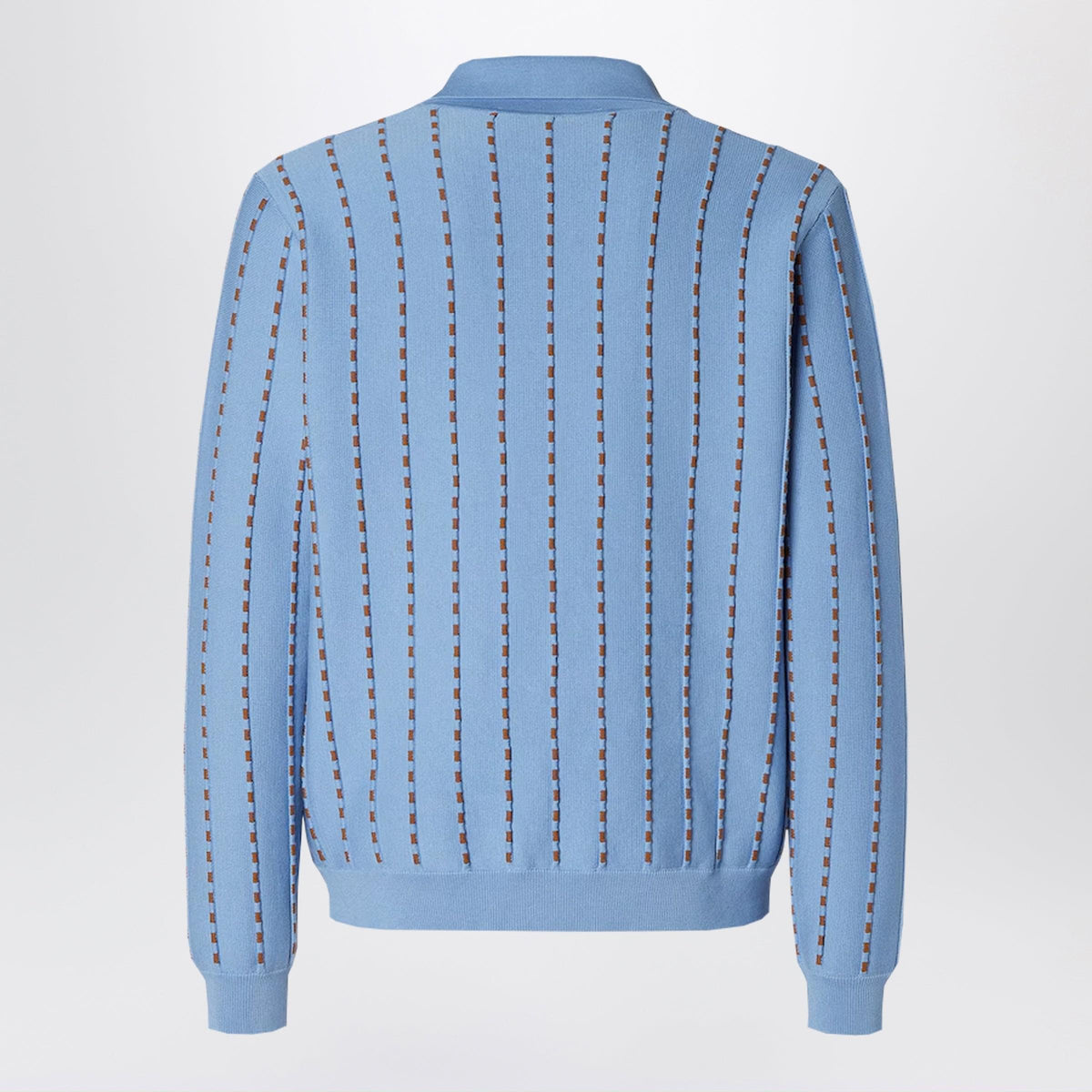 Fendi Light Blue Cotton Knit Jumper Men FENDI