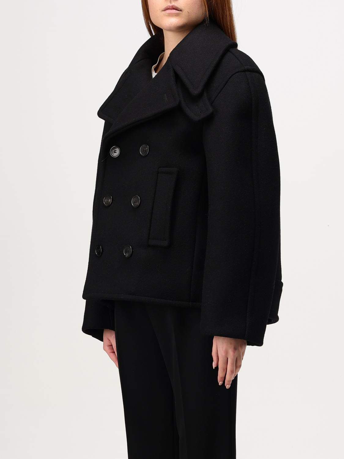 Saint Laurent Coat Woman Black SAINT LAURENT