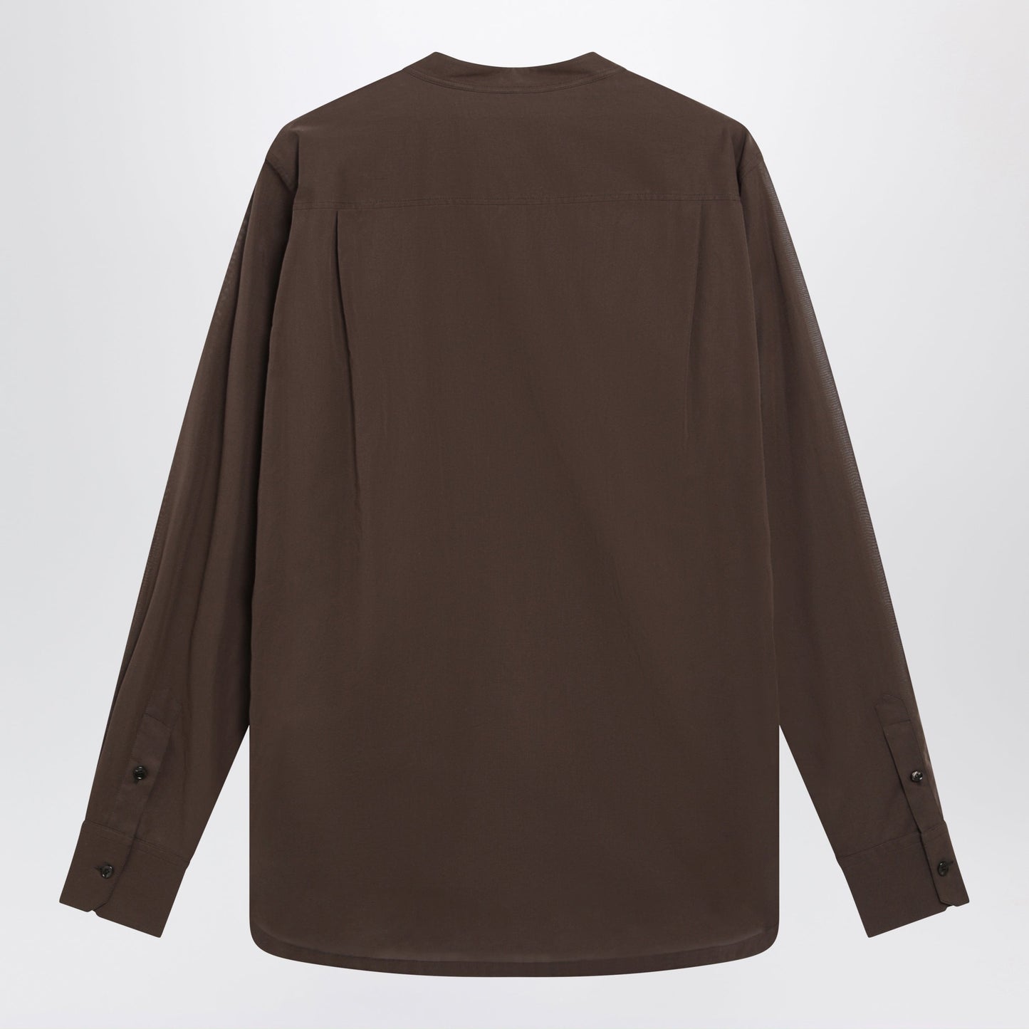 Dolce&Gabbana Brown Cotton Canvas Mandarin-Collar Shirt Men DOLCE & GABBANA
