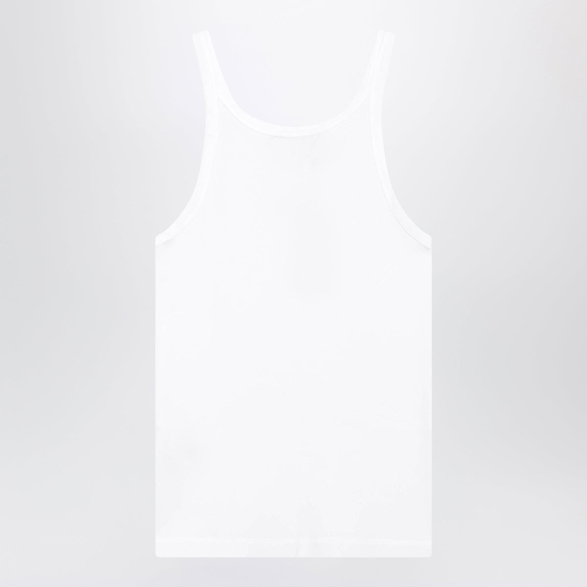 Dolce&Gabbana White Ribbed Cotton Tank Top With Logo Patch Men DOLCE & GABBANA