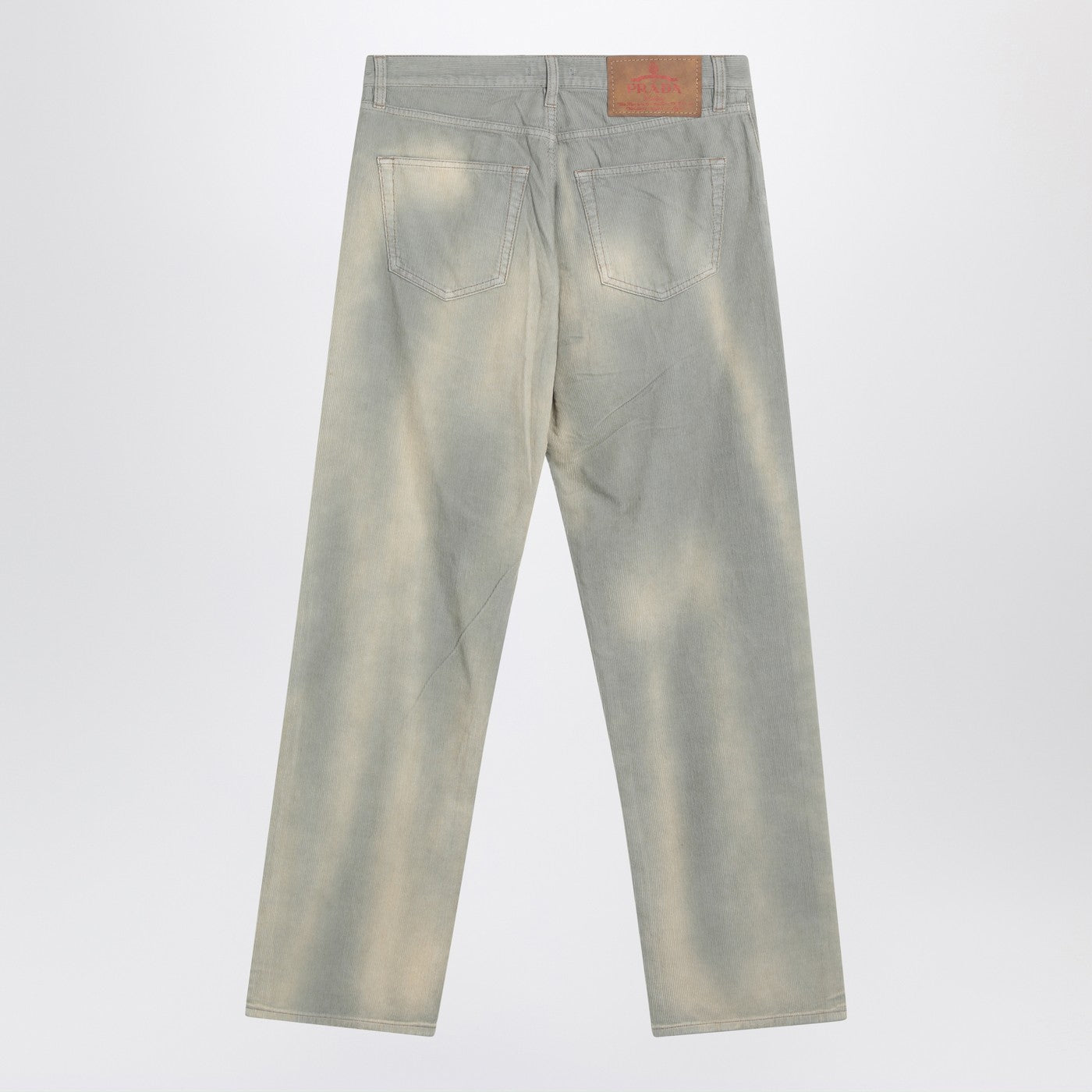 Prada Light Blue Corduroy Trousers With Washed Effect Men PRADA